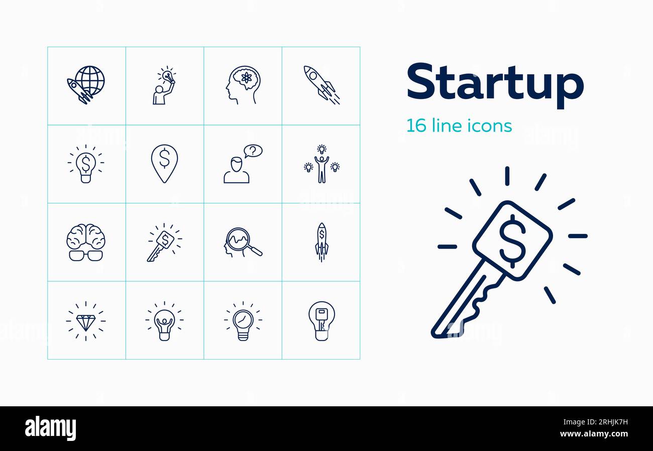 Startup line icon set Stock Vector Image & Art - Alamy