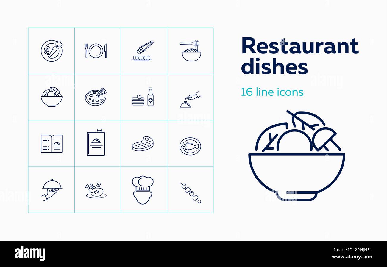 Restaurant dishes icons Stock Vector Image & Art - Alamy