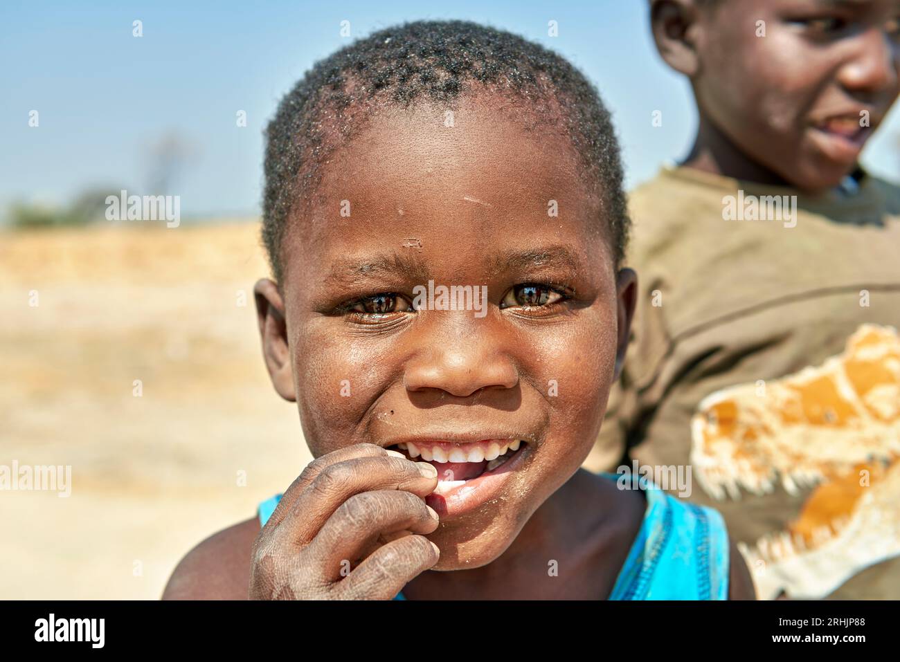 Namibia. Portrait of a joyful boy in Kavango Region Stock Photo