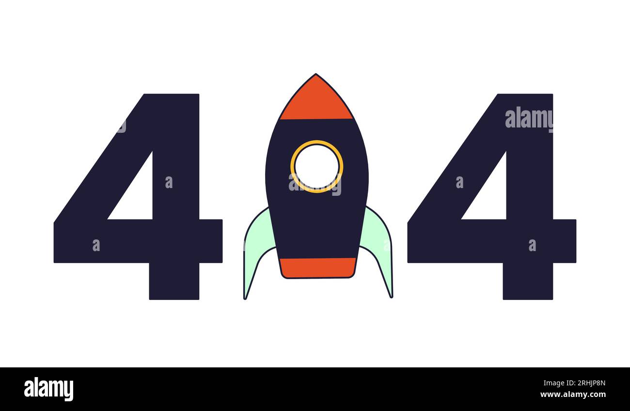 Rocket error 404 flash message Stock Vector