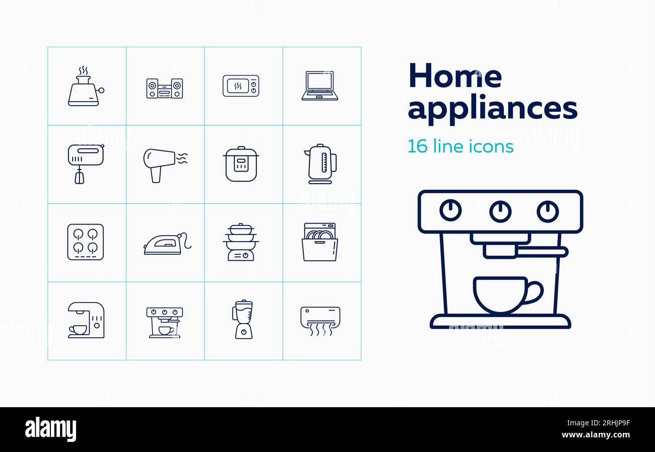 Home appliances line icon set Stock Vector Image & Art - Alamy