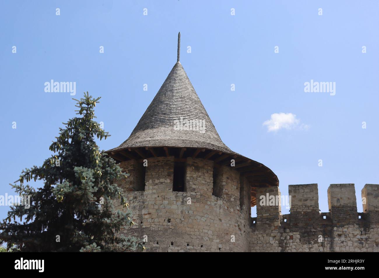 View of medieval fort in Soroca, Republic of Moldova. Fort built in 1499 by Moldavian Prince Stephen the Great. Has been renovated in 2015 Stock Photo
