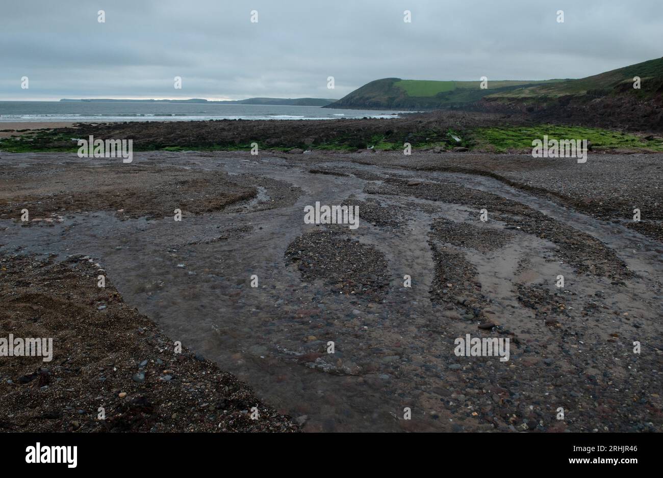 Grey Day on Manorbier beach, Pembrokeshire, Wales, UK Stock Photo Alamy