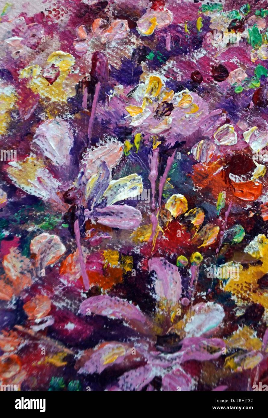 art colorful abstract oil painting flower background Stock Photo - Alamy
