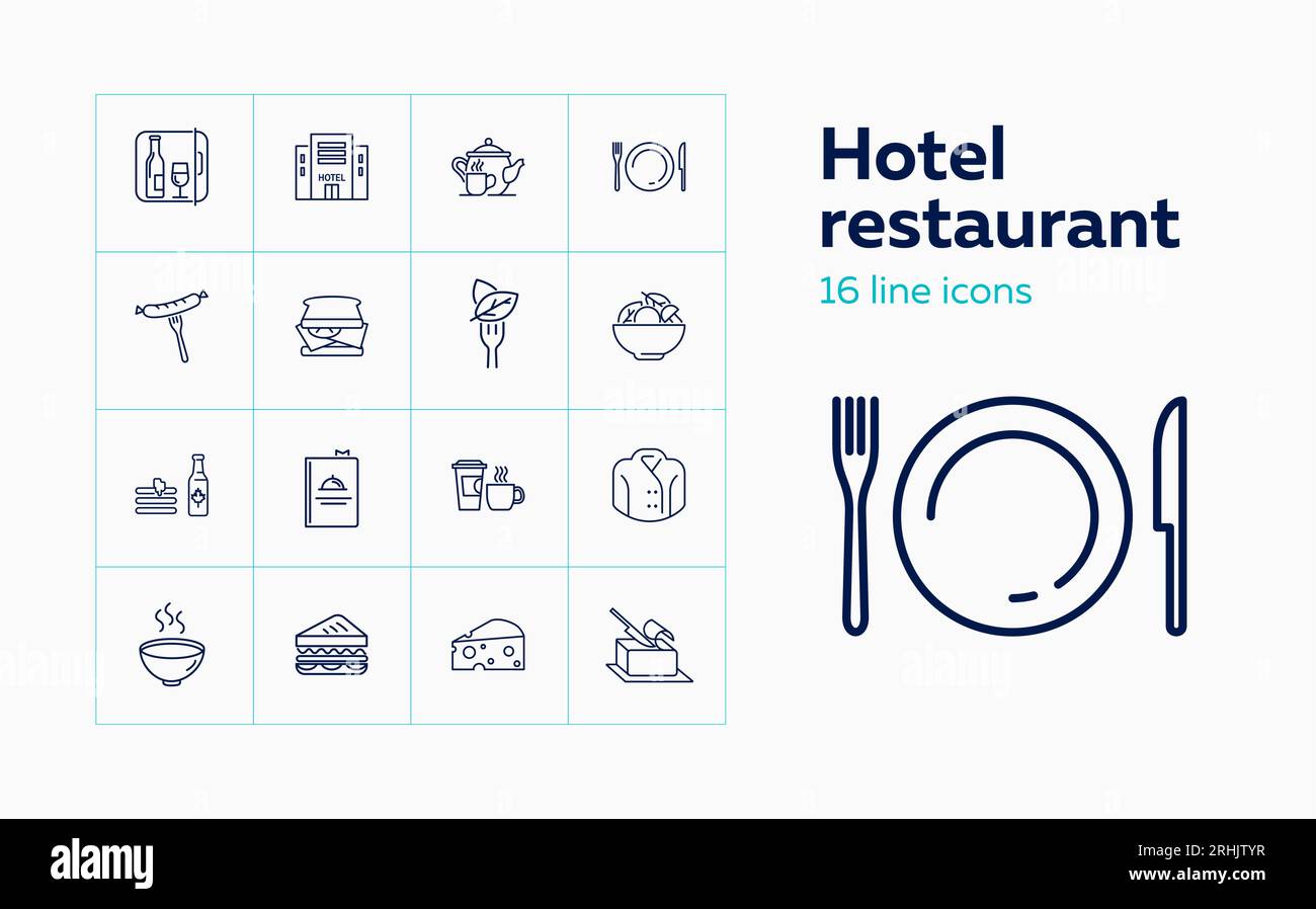 Hotel restaurant line icon set Stock Vector Image & Art - Alamy