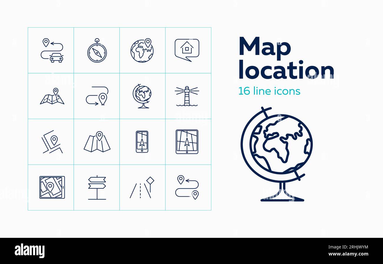 Collection flat line map hi-res stock photography and images - Alamy