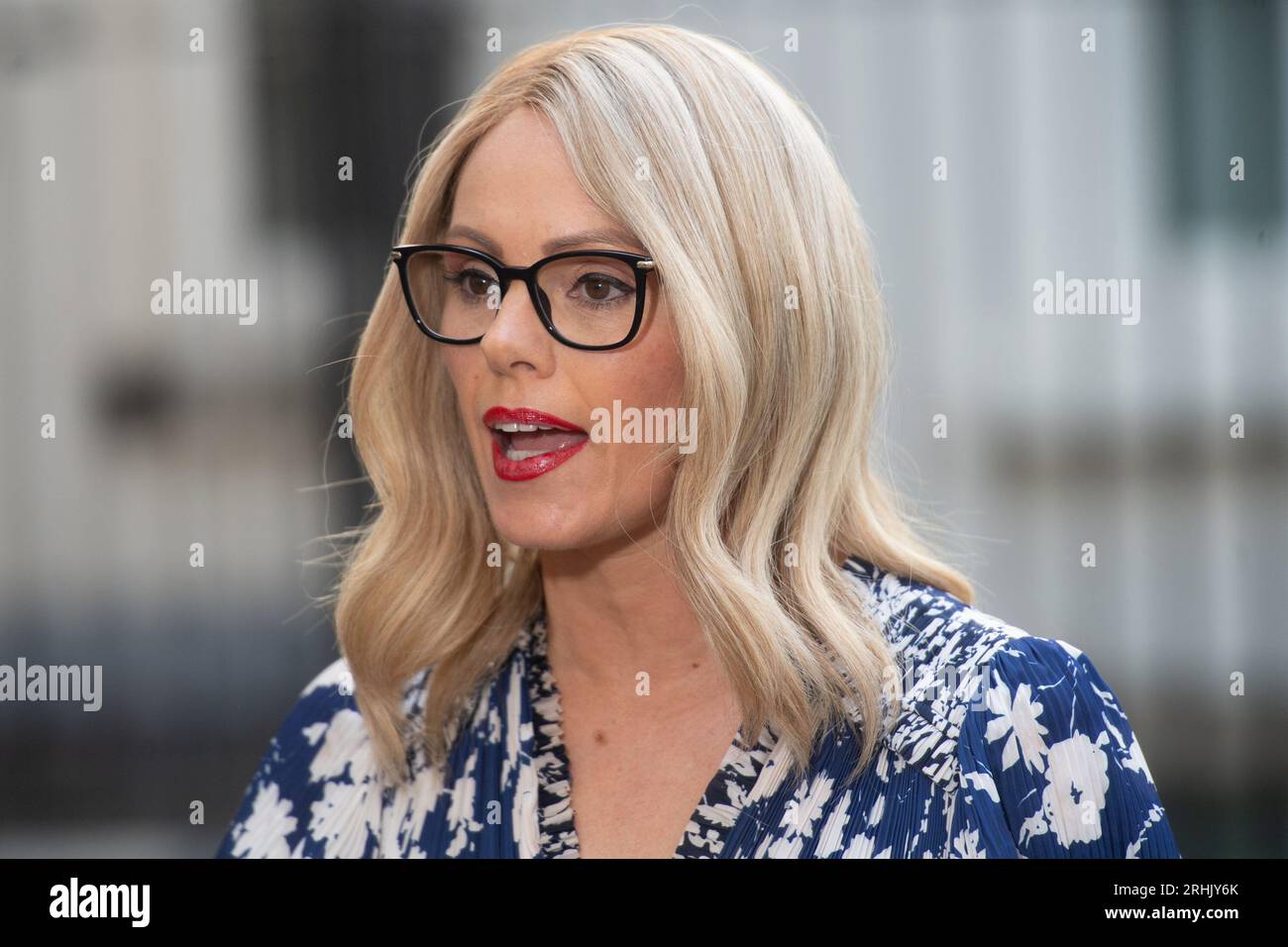 London, UK. 17 Aug 2023. GB News presenter Michelle Dewberry is seen in Downing Street: Justin Ng/Alamy Live News. Stock Photo