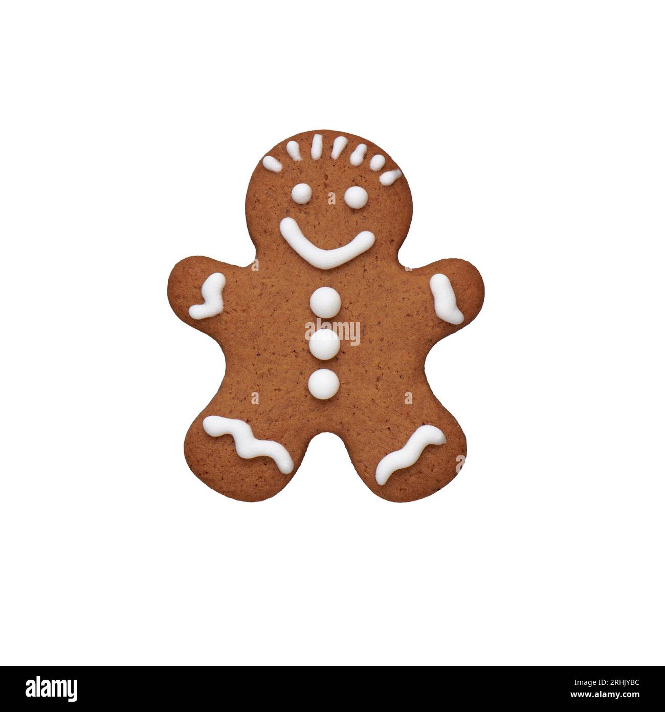 Hand painted gingerbread man cookie, cut out, isolated Stock Photo