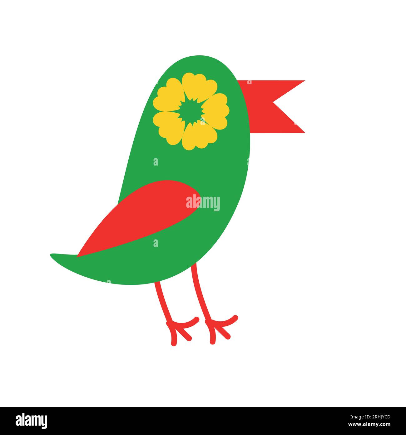 cute green bird parrot in mexican folklore style Stock Vector Image