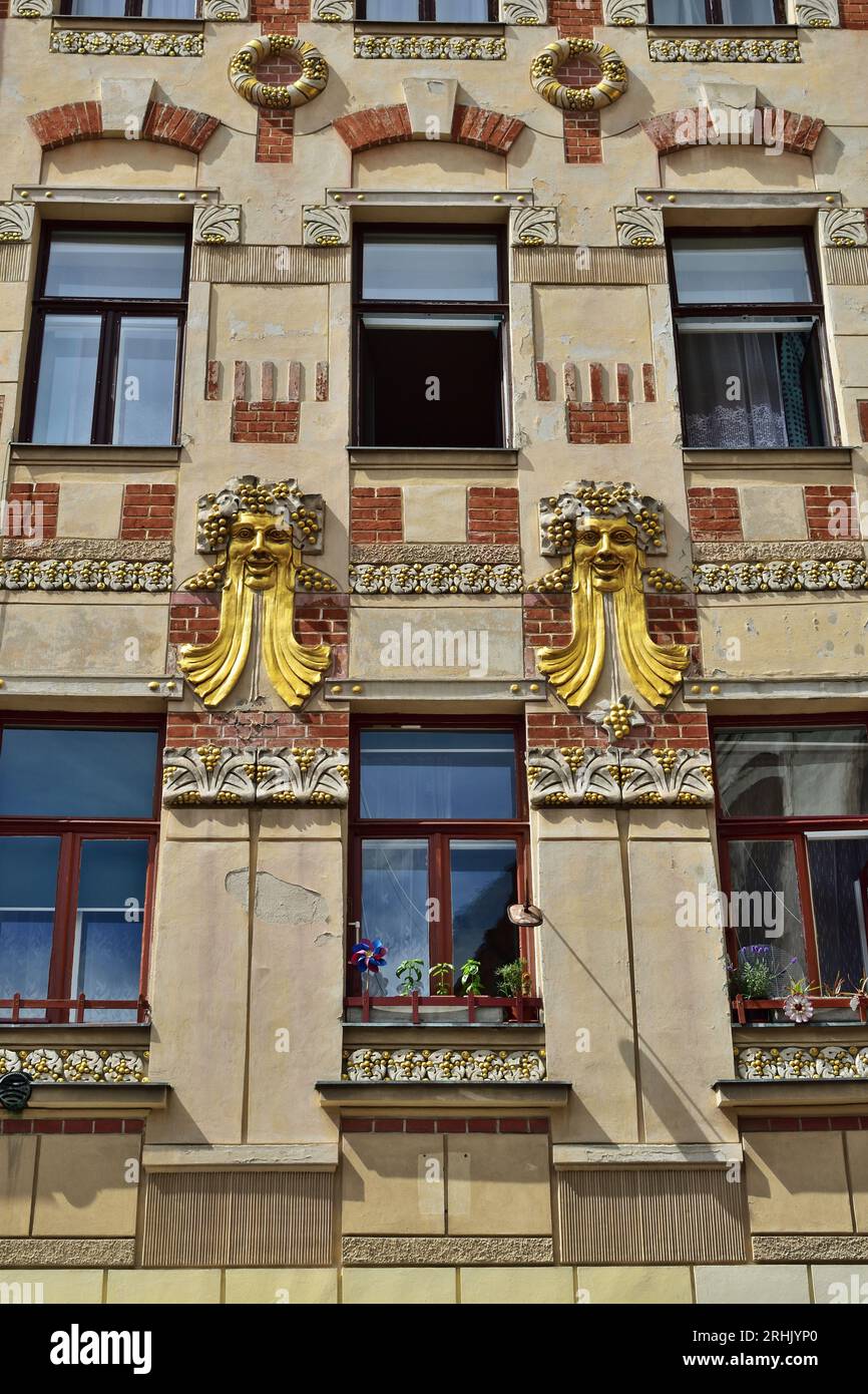 Amazing art nouveau house in downtown Brno Stock Photo