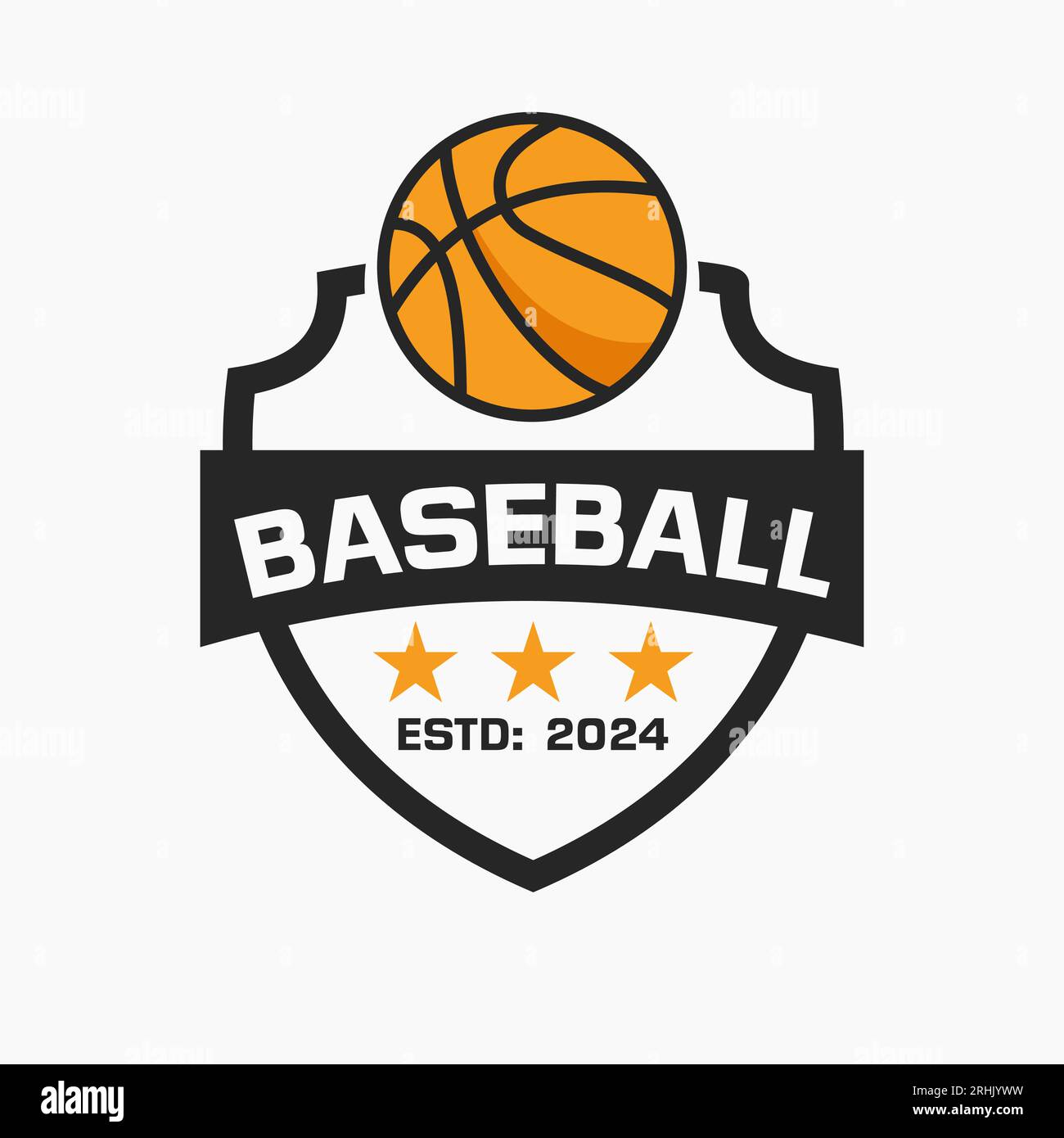 Basket Ball Logo Concept With Shield and Basketball Symbol Stock Vector