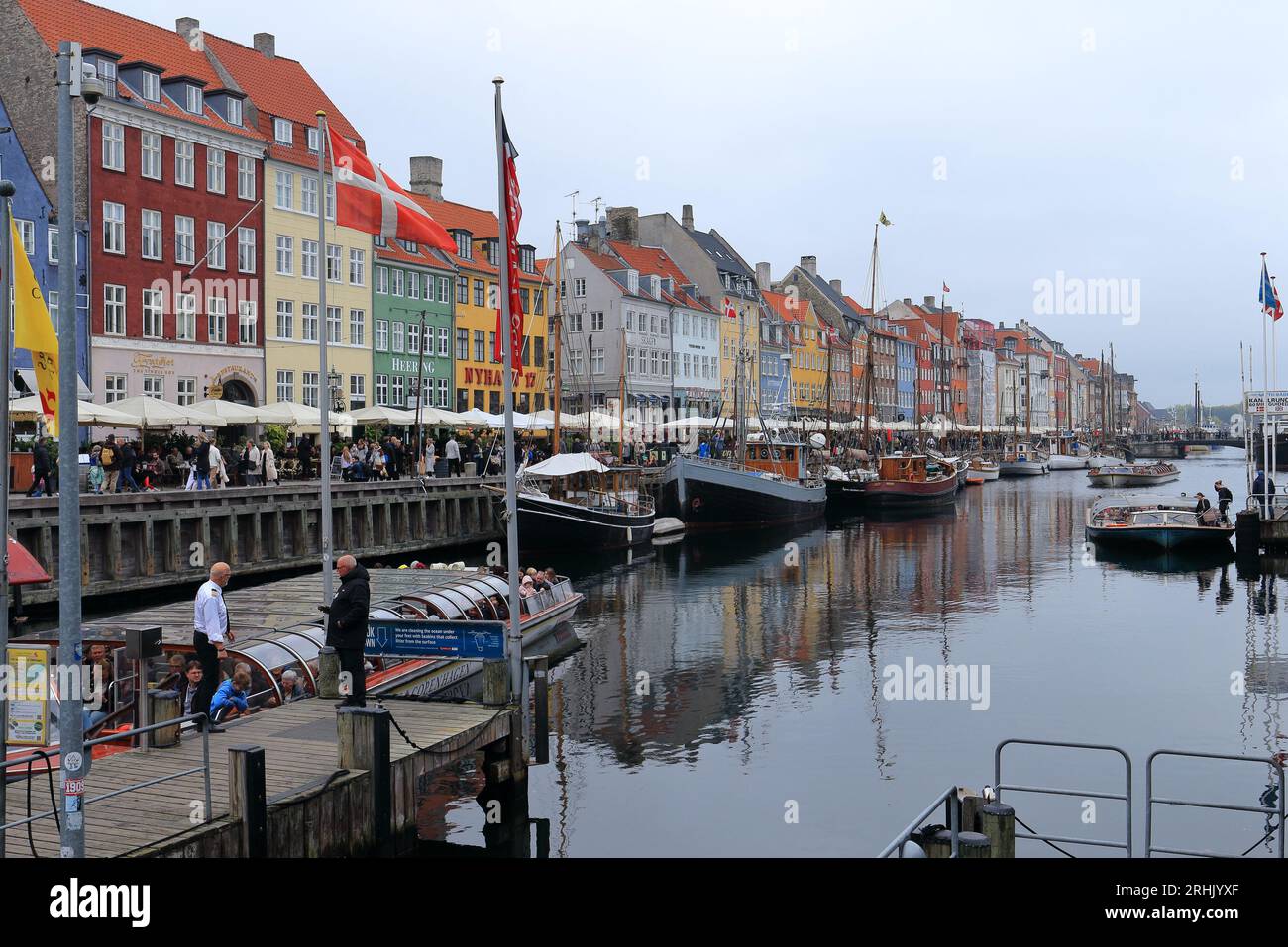 The famous old town buildings of Nyhavn harbour in Copenhagen Stock Photo