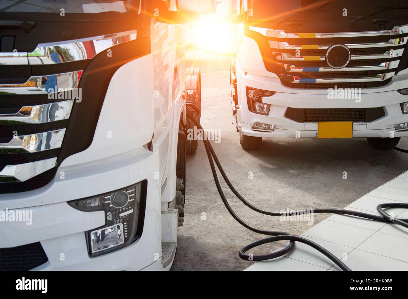 Popular concept of turning to electric cars and electric trucks. There