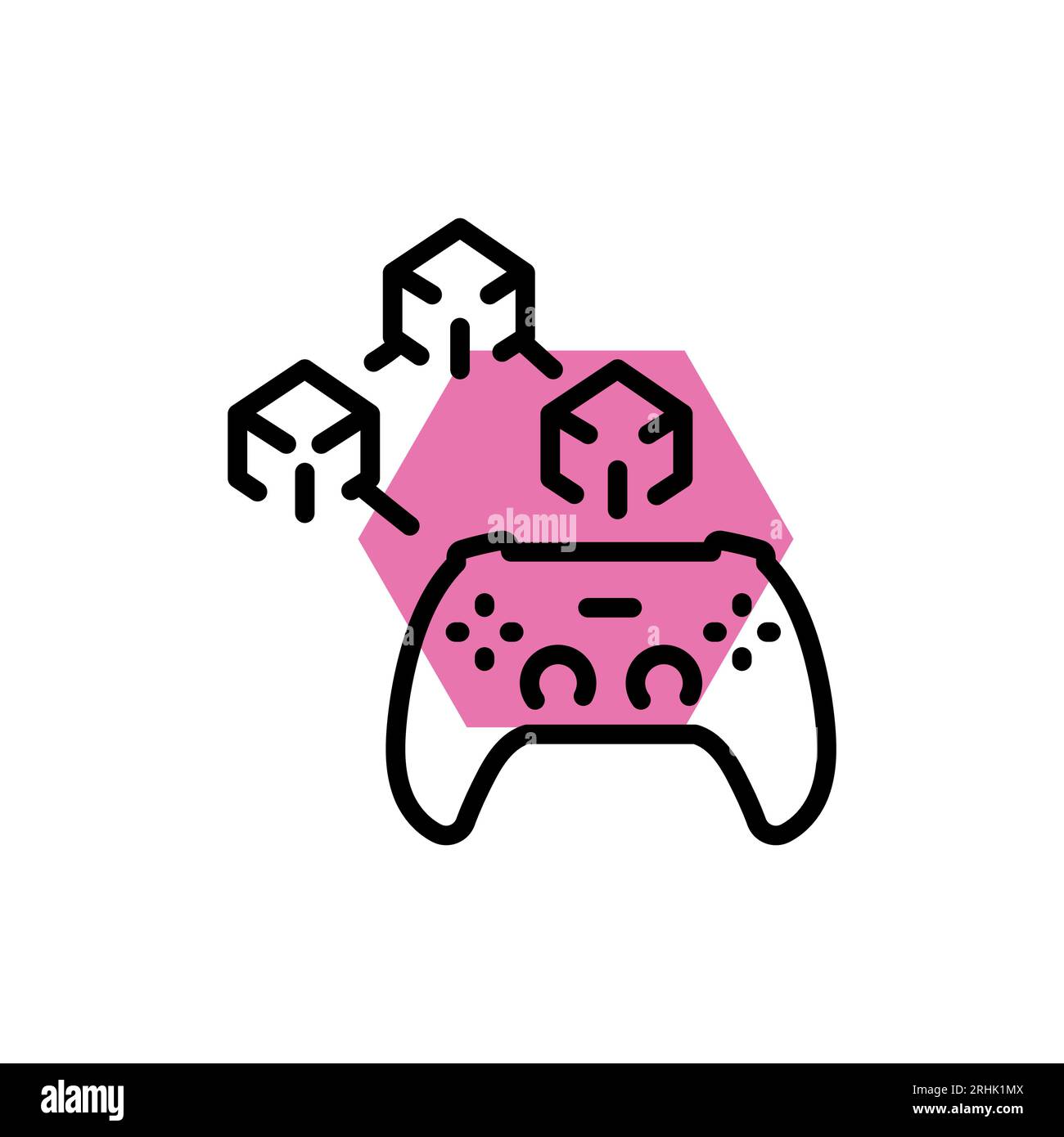 Blockchain game color line icon. Digital crypto art. Outline pictogram ...