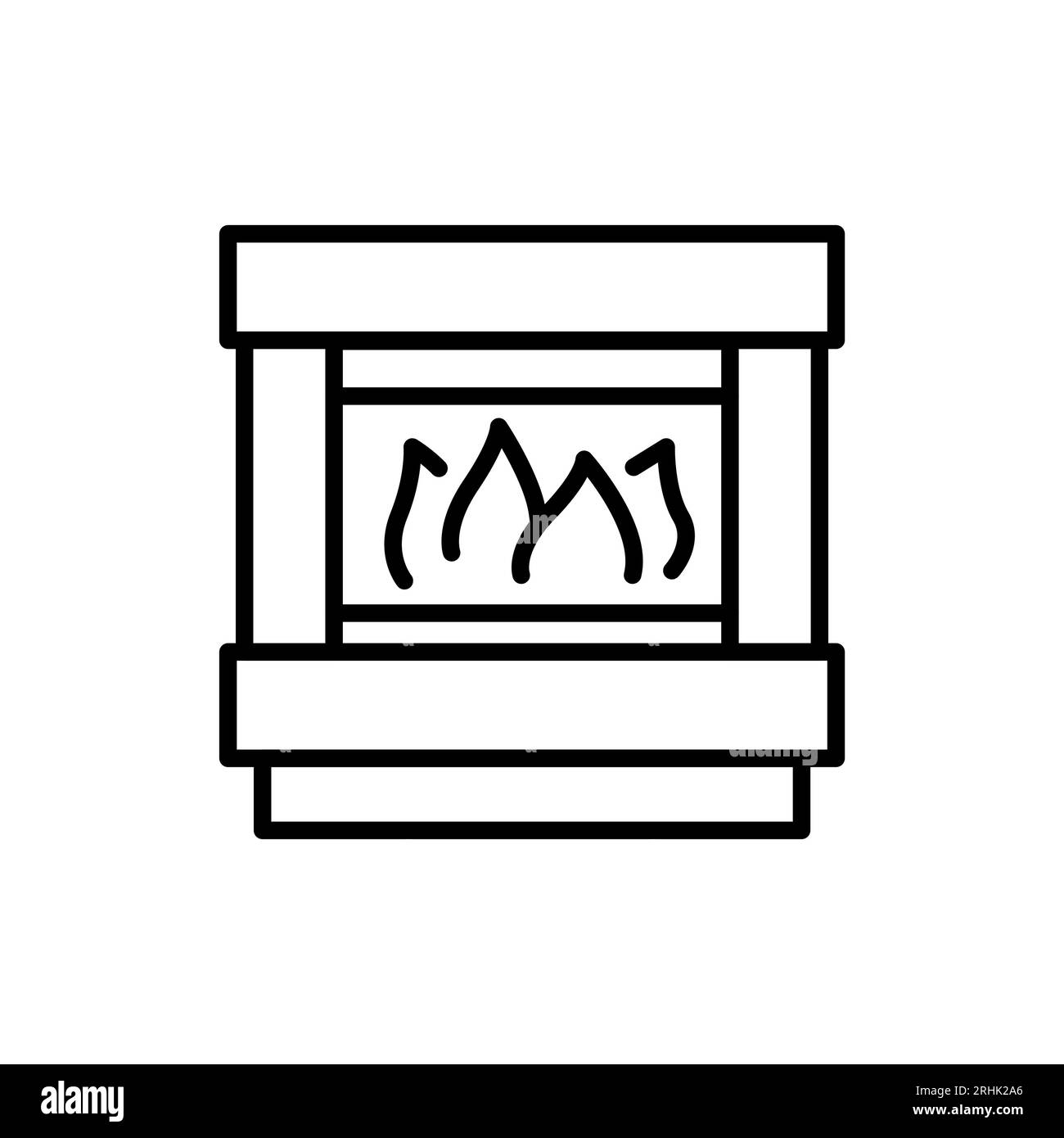 Electric fireplace black line icon. Household appliance. Outline