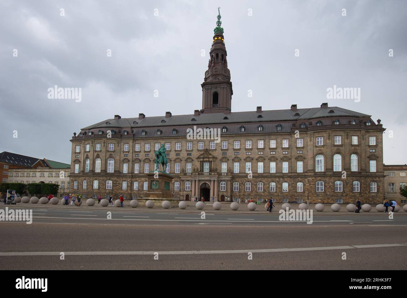 Christiansborg Palace is the seat of the Danish Parliament, the Danish Prime Minister's Office and the Supreme Court of Denmark. Stock Photo
