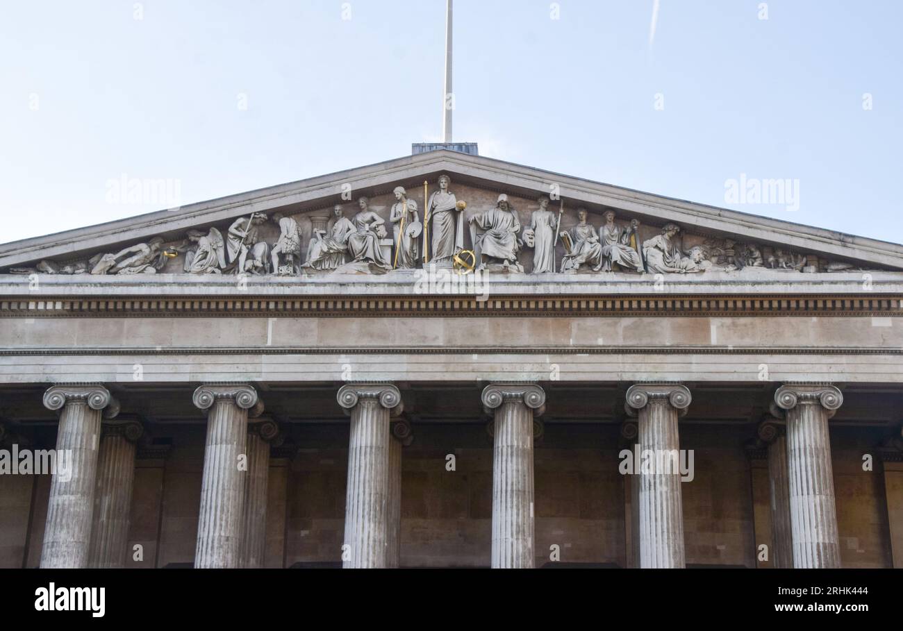 London, England, UK. 17th Aug, 2023. Exterior view of the British Museum as a staff member is fired over ''missing, stolen and damaged items' (Credit Image: © Vuk Valcic/ZUMA Press Wire) EDITORIAL USAGE ONLY! Not for Commercial USAGE! Stock Photo