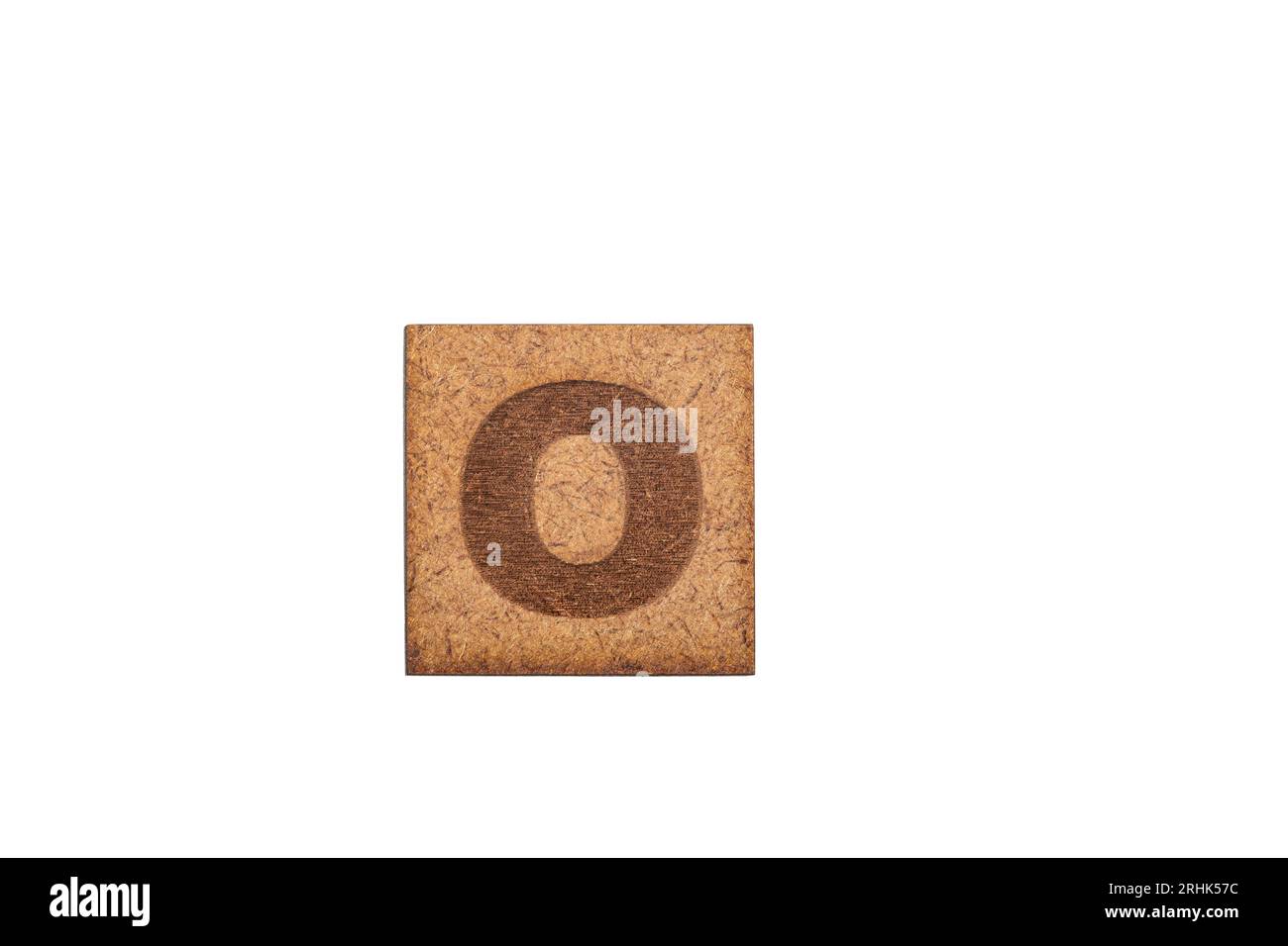 Capital Letter In Square Wooden Tiles - Letter O, On White Background. Stock Photo