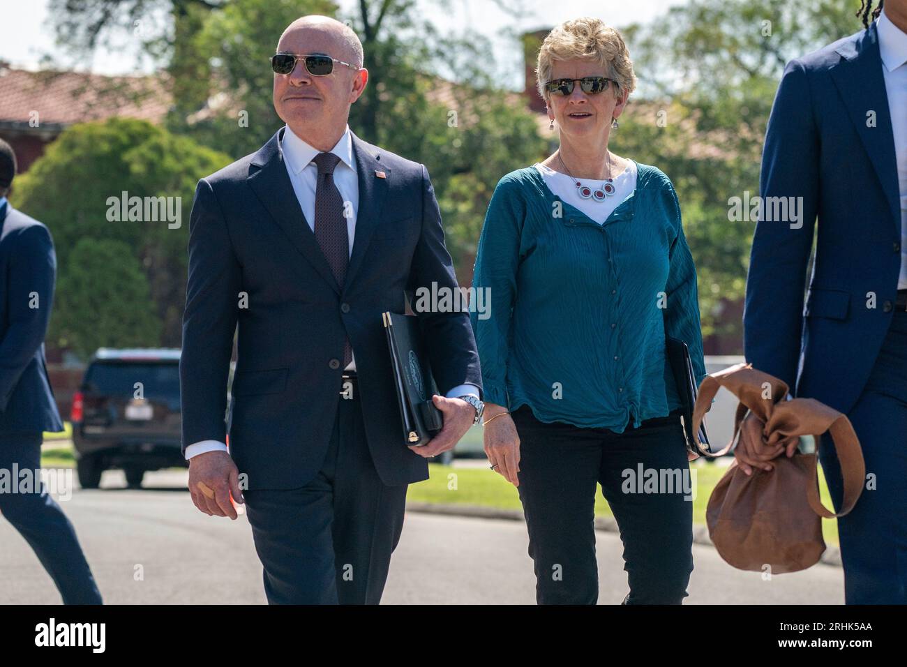 Homeland Security Secretary Alejandro Mayorkas, left, and U.S. General