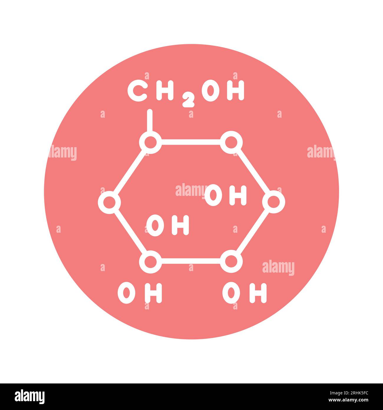 Glucose formula color line icon. Isolated vector element. Outline pictogram for web page, mobile app, promo Stock Vector