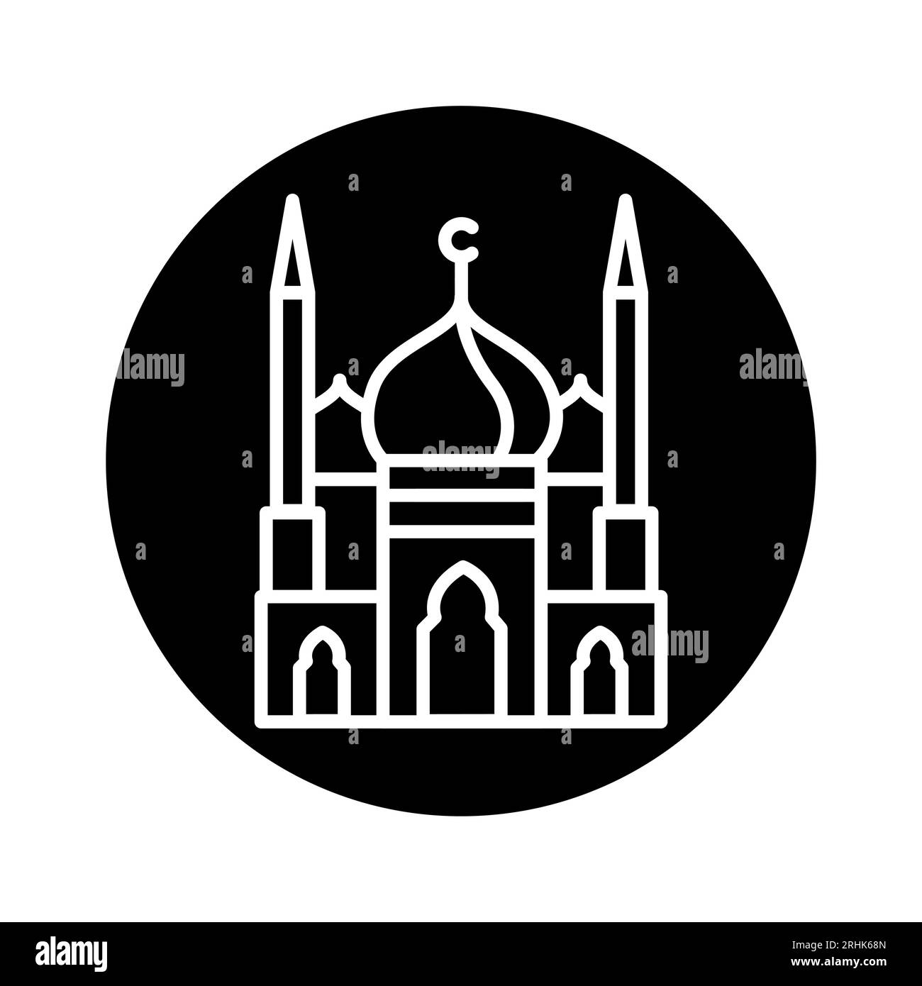 Historic muslim mosque line color icon. Isolated vector element. Outline pictogram for web page, mobile app, promo Stock Vector