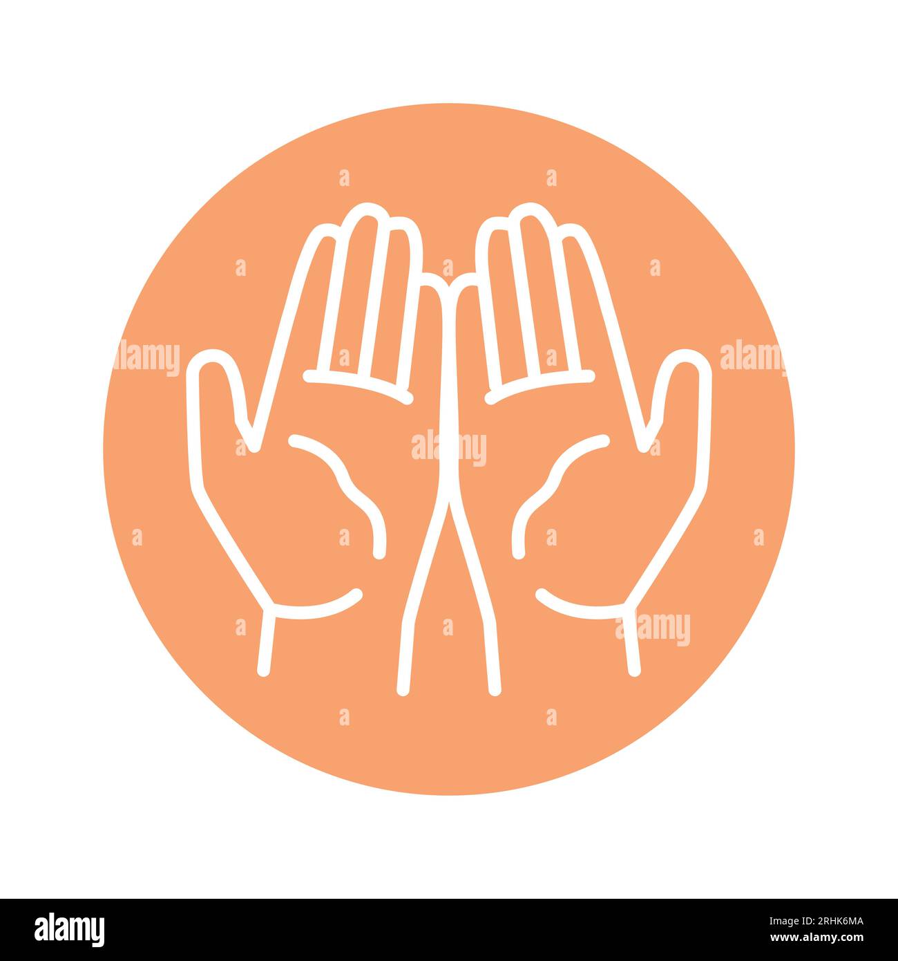 Pray hand gesture line color icon. Isolated vector element. Outline pictogram for web page, mobile app, promo Stock Vector