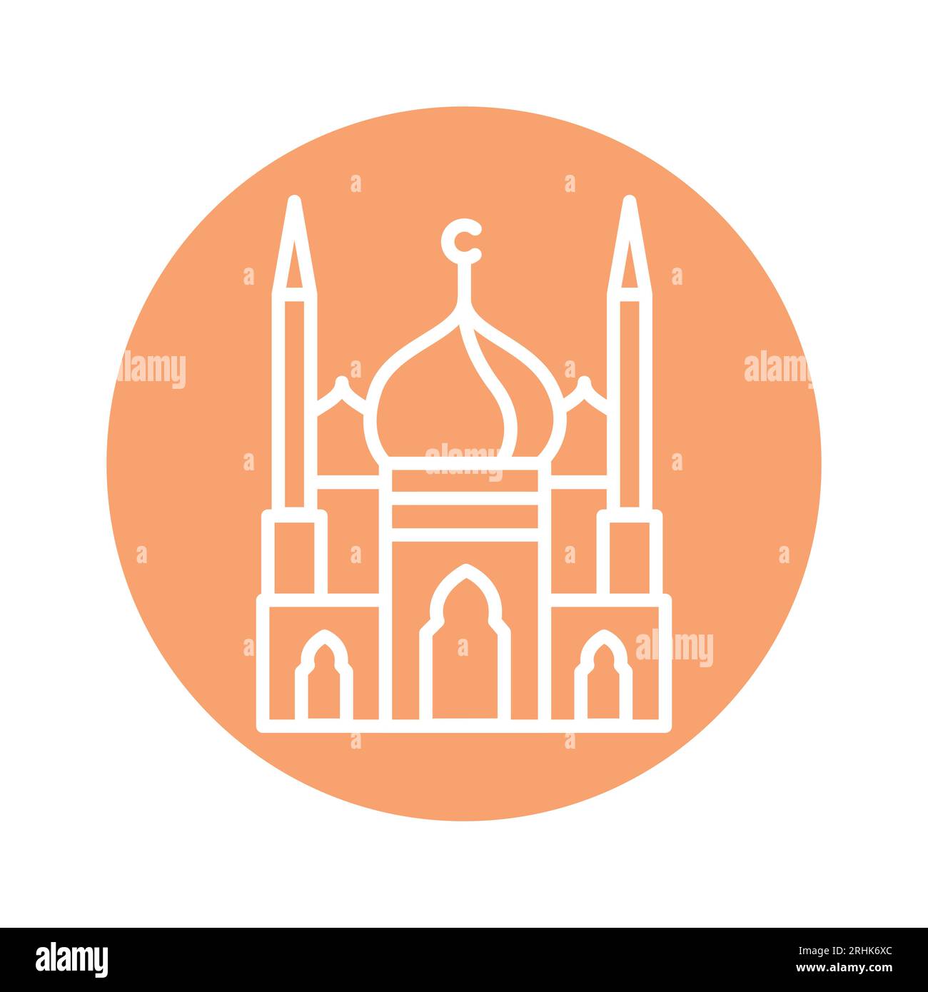 Historic muslim mosque line color icon. Isolated vector element. Outline pictogram for web page, mobile app, promo Stock Vector
