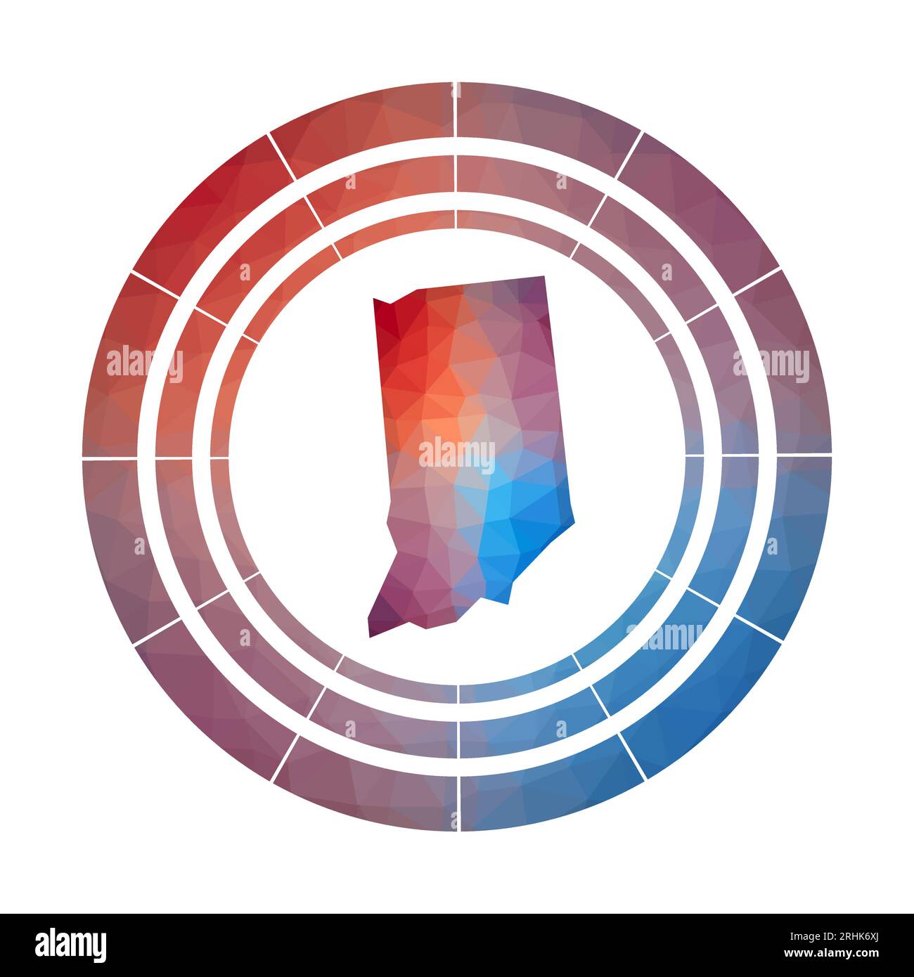Indiana badge. Bright gradient logo of US state in low poly style ...