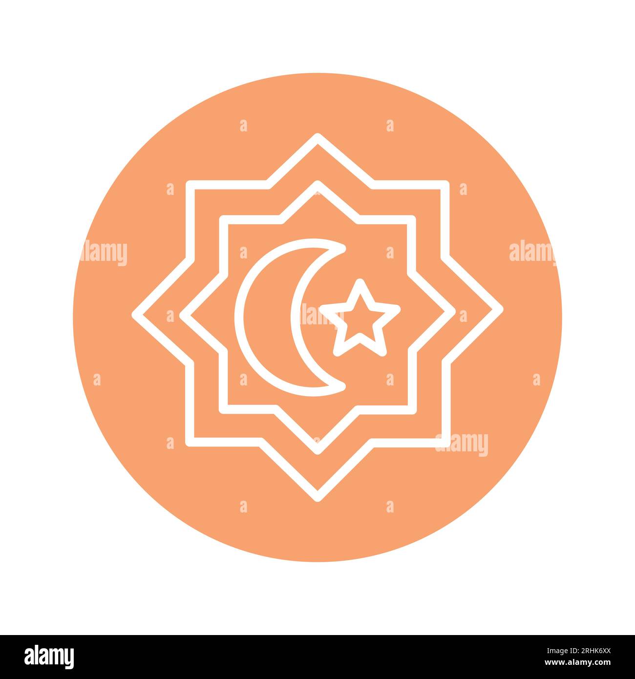 Islamic religion line color icon. Isolated vector element. Outline pictogram for web page, mobile app, promo Stock Vector