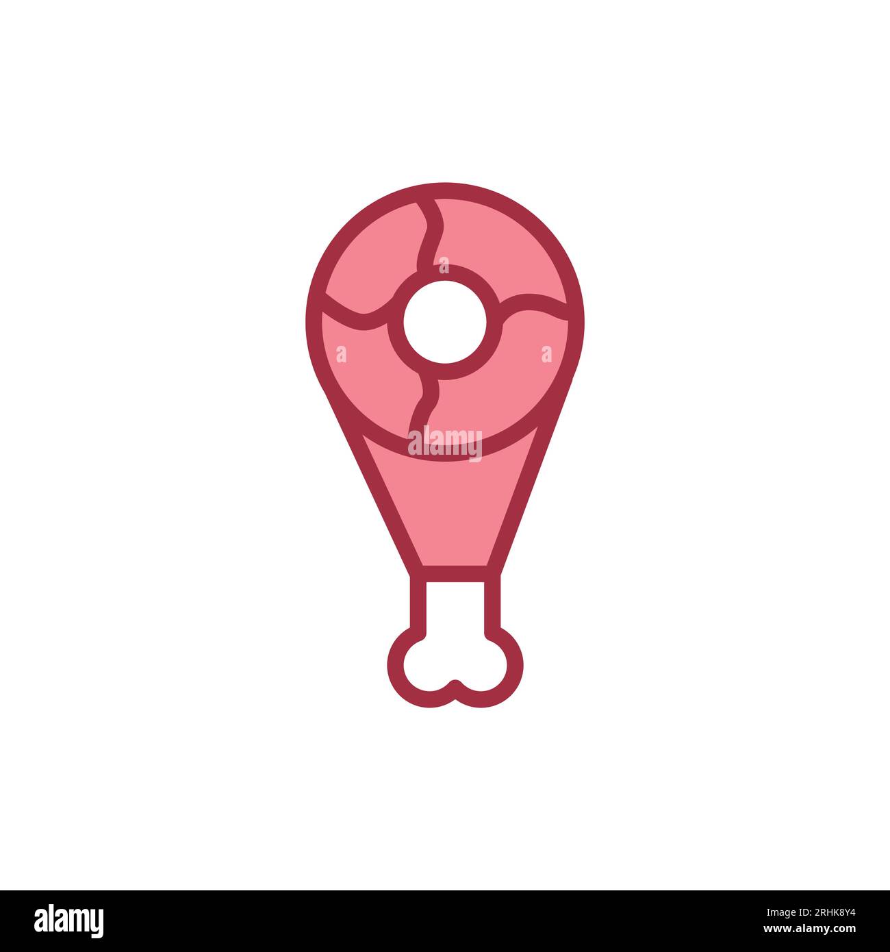Beef leg color line icon. Cutting meat. Pictogram for web page, mobile ...