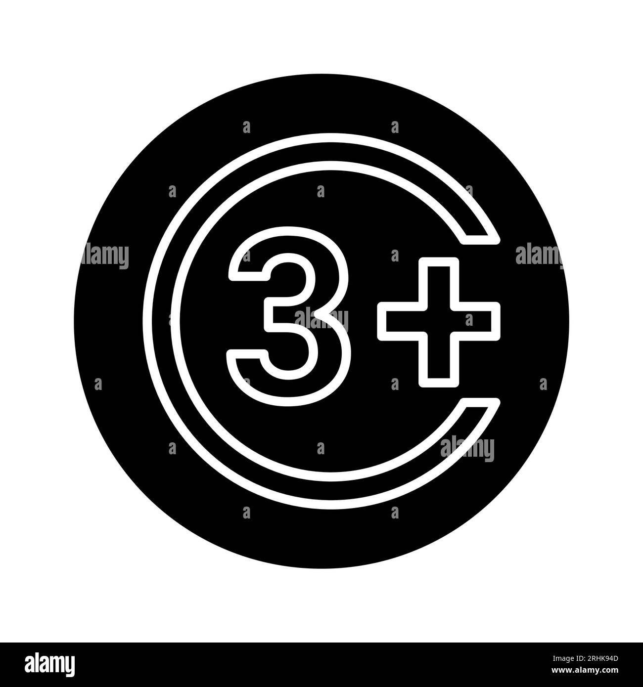 Age limit 3+ line color icon. Isolated vector element. Outline pictogram for web page, mobile
