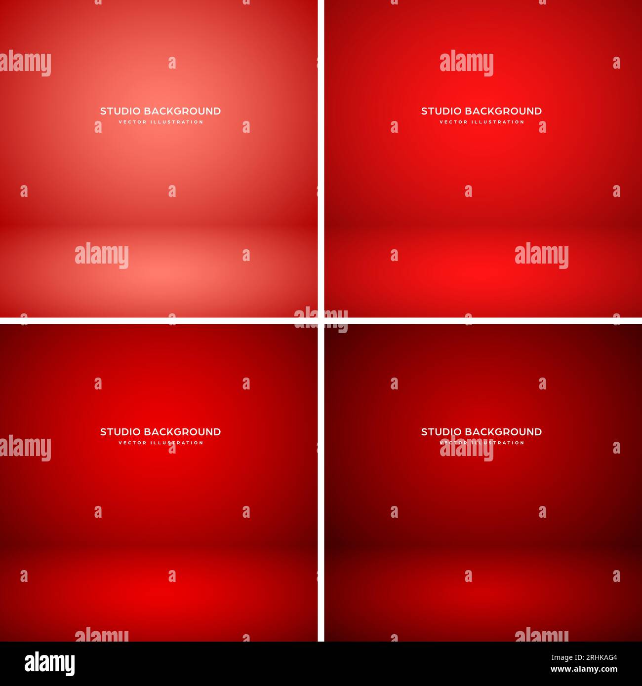 Empty red studio abstract backgrounds with spotlight effect. Product showcase backdrop. Stage lighting. Vector illustration Stock Vector
