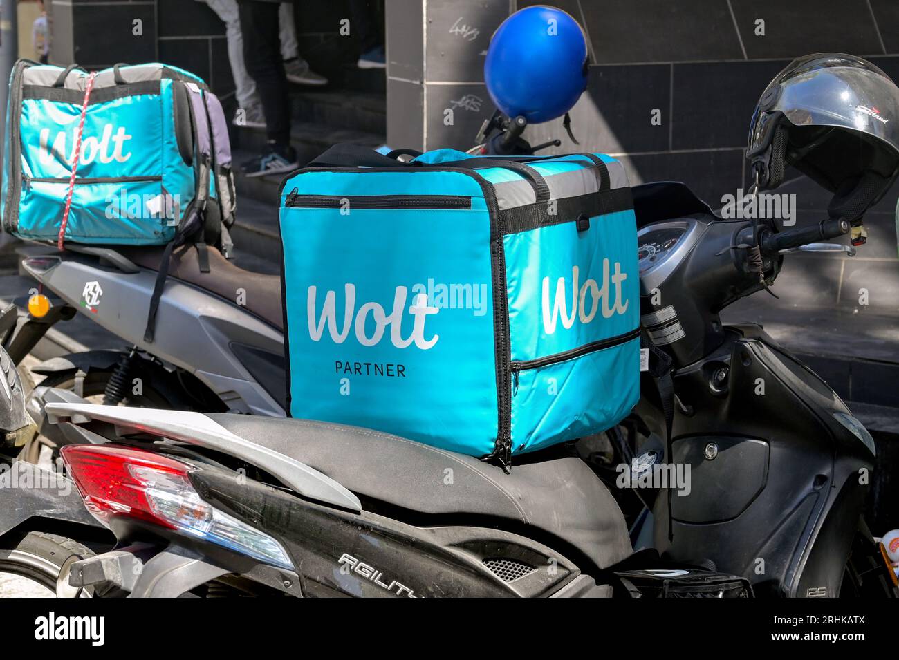 St Julians, Malta 6 August 2023 Insulated containers for the Wolt