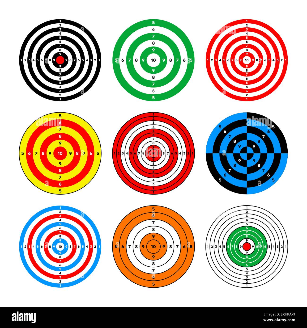 Shooting range paper targets. Round target with divisions, marks and