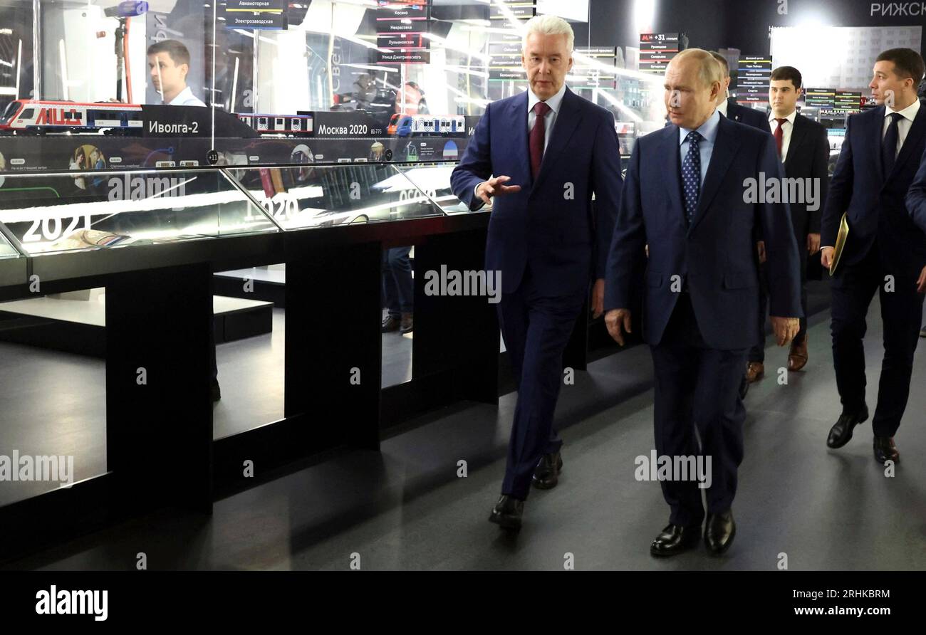 Moscow, Russia. 17th Aug, 2023. Russian President Vladimir Putin, right