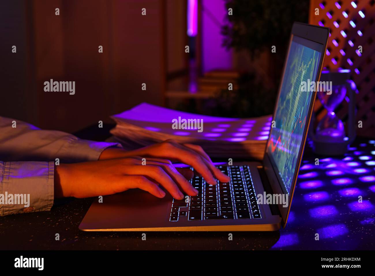 Programmer hands typing computer night hi-res stock photography and ...