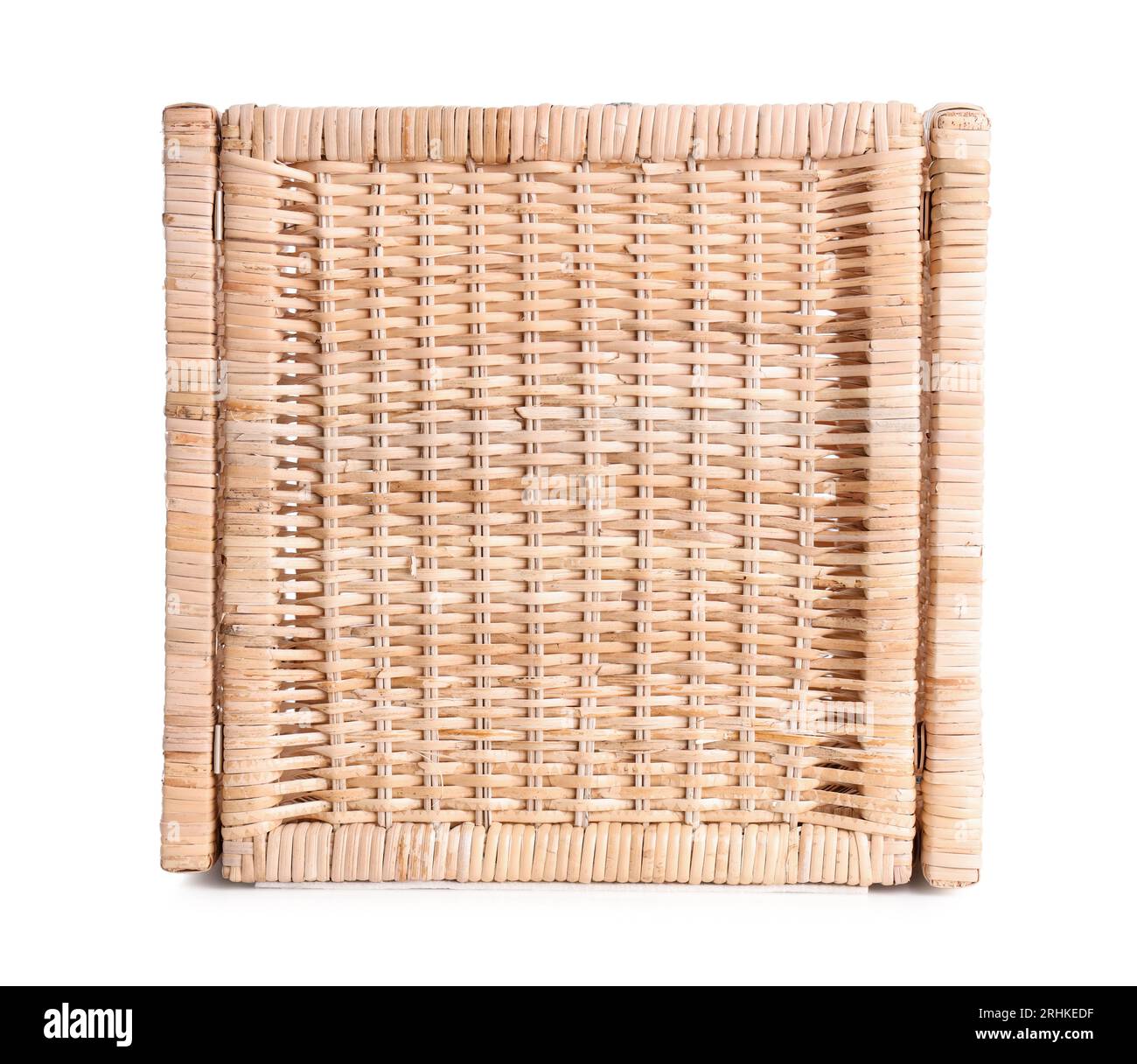 Empty wicker basket isolated on white background Stock Photo - Alamy