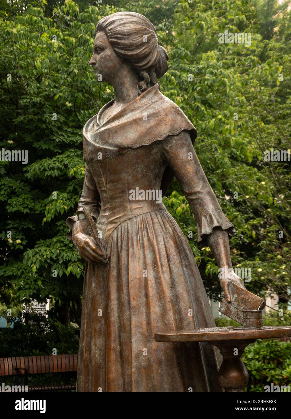 Abigail Adams statue in the Hancock Adams common in downtown Quincy MA Stock Photo