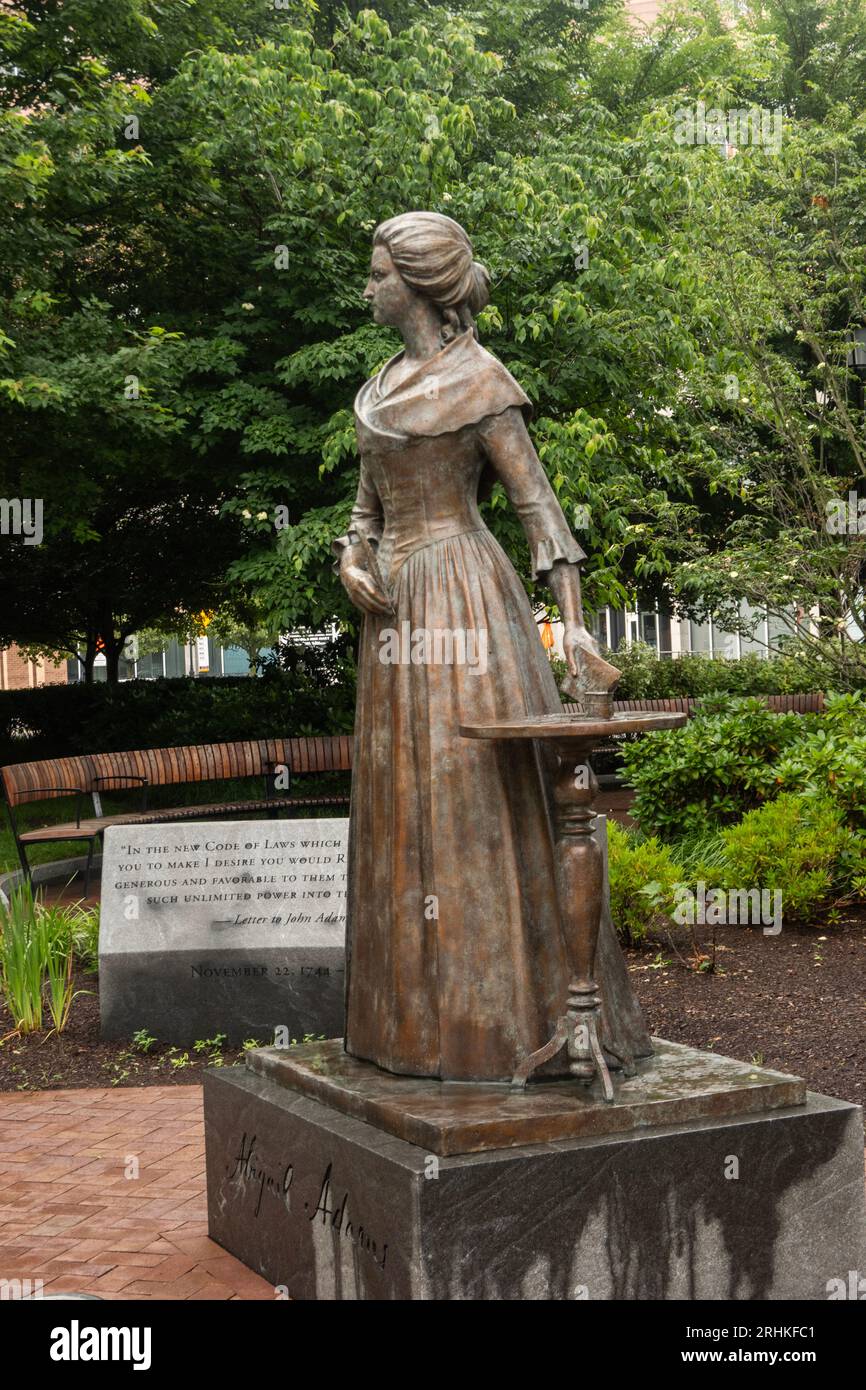 Abigail Adams statue in the Hancock Adams common in downtown Quincy MA Stock Photo