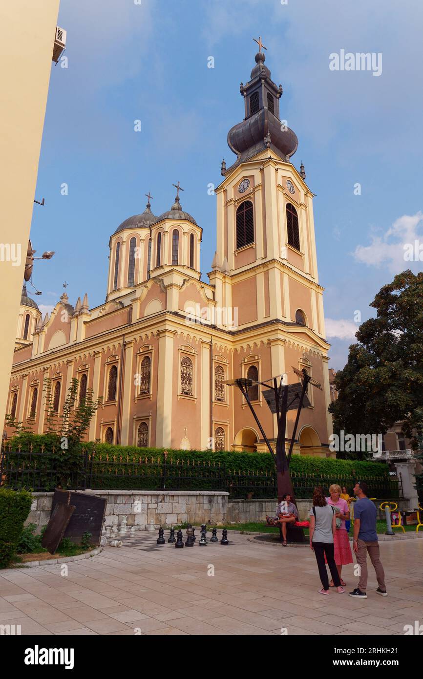Cathedral Church of the Nativity of the Theotokos, a Serbian Orthodox Church in Sarajevo, Bosnia and Herzegovina, August 17,2023. Stock Photo