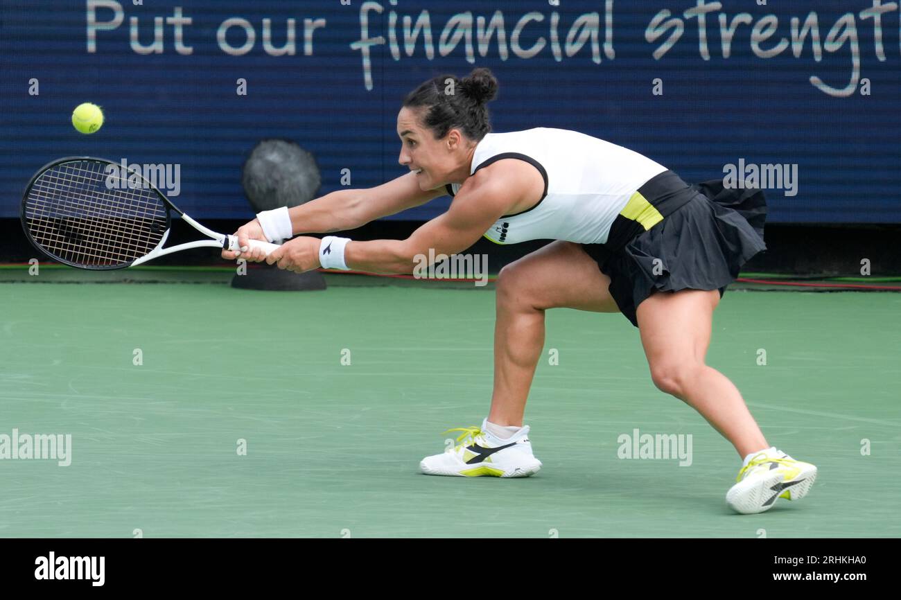 August 15, 2023: Martina Trevisan (ITA) loses to Jessica Pegula (USA), 6-7, 6-2, 6-3 at the Western & Southern Open being played at Lindner Family Tennis Center in Mason, Ohio, {USA} © Leslie Billman/Tennisclix/Cal Sport Media Stock Photo