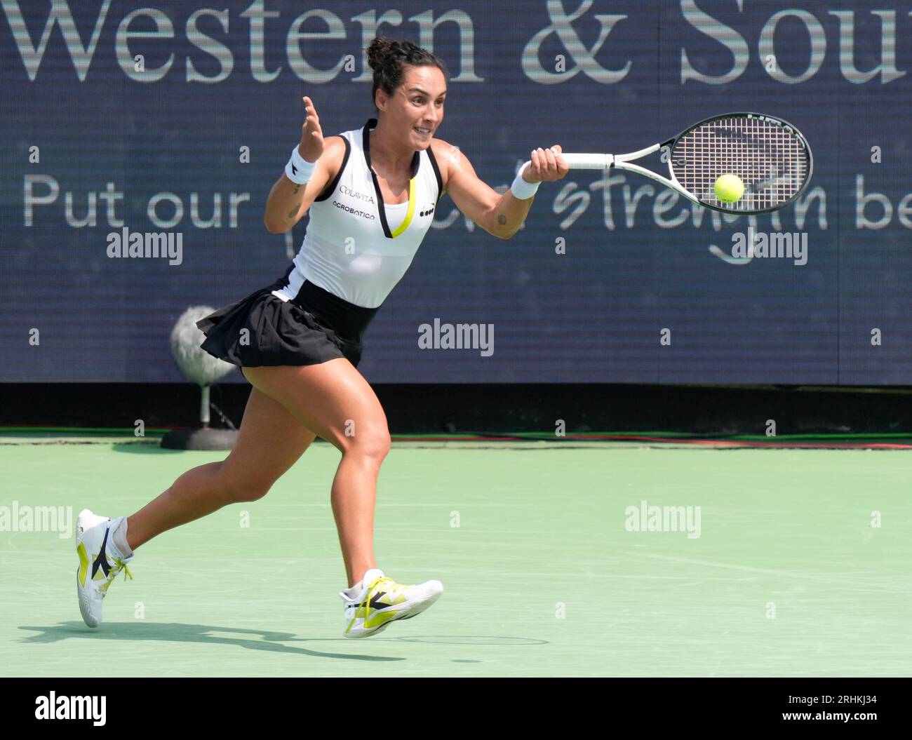 August 15, 2023: Martina Trevisan (ITA) loses to Jessica Pegula (USA), 6-7, 6-2, 6-3 at the Western & Southern Open being played at Lindner Family Tennis Center in Mason, Ohio, {USA} © Leslie Billman/Tennisclix/Cal Sport Media Stock Photo