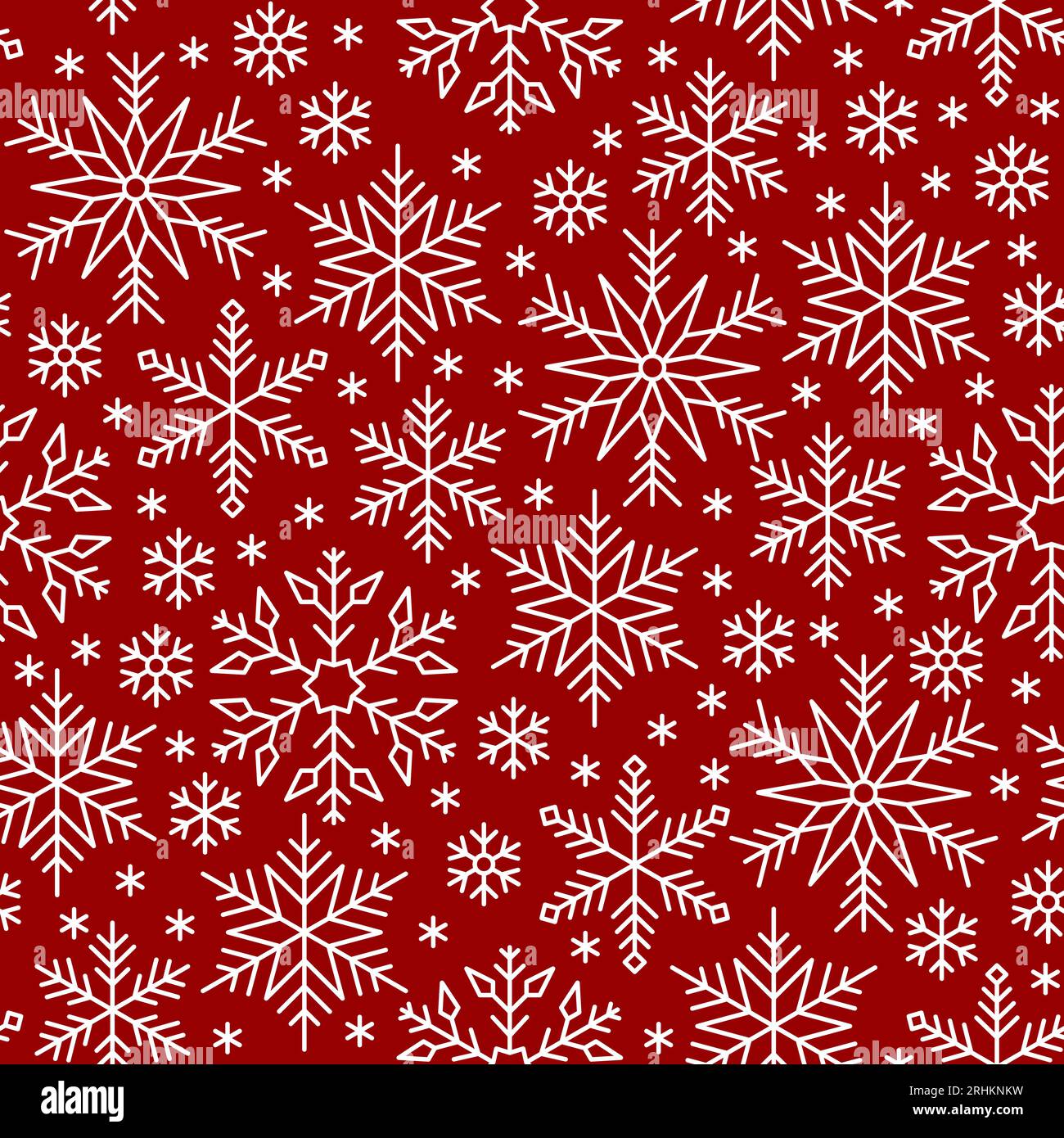 Snowflake line seamless pattern. Winter season ornate hexagonal star ...