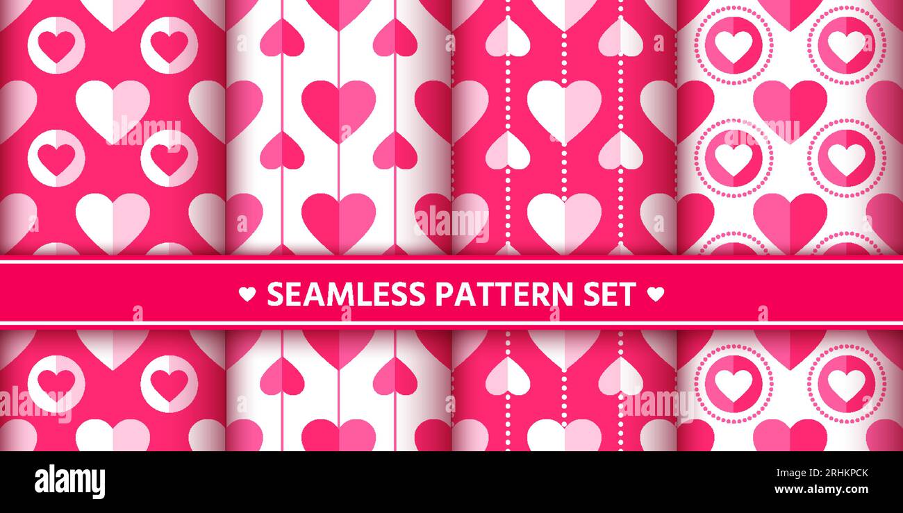 Valentine Day Pink Hearts Geometric Seamless Background , Pattern