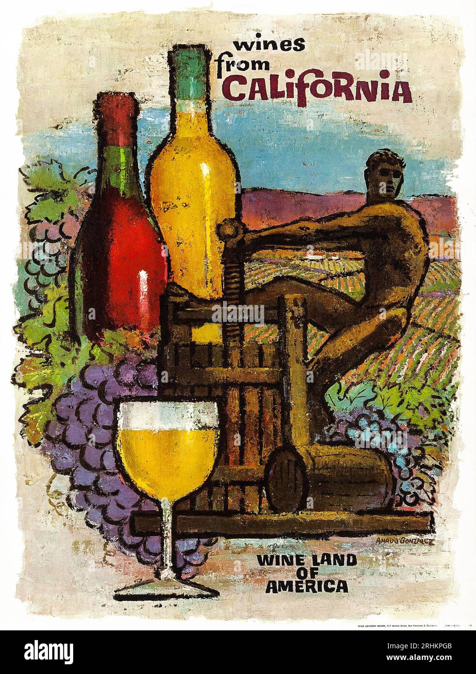 Californian travel poster Wines from California (Wine Advisory Board