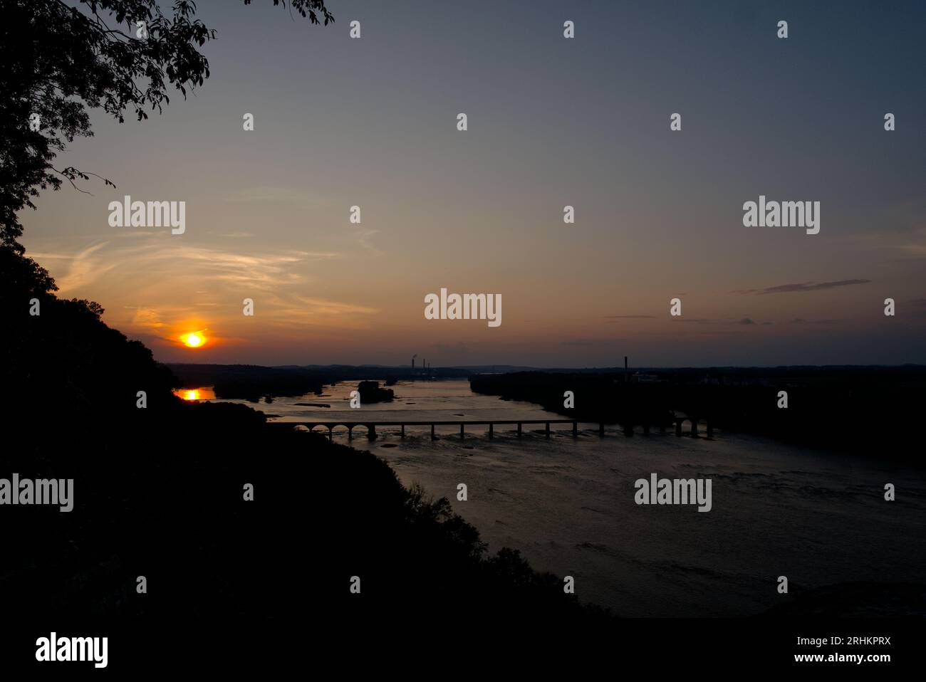 Susquehanna River at sunset from Schull's Rock in Pennsylvania Stock Photo