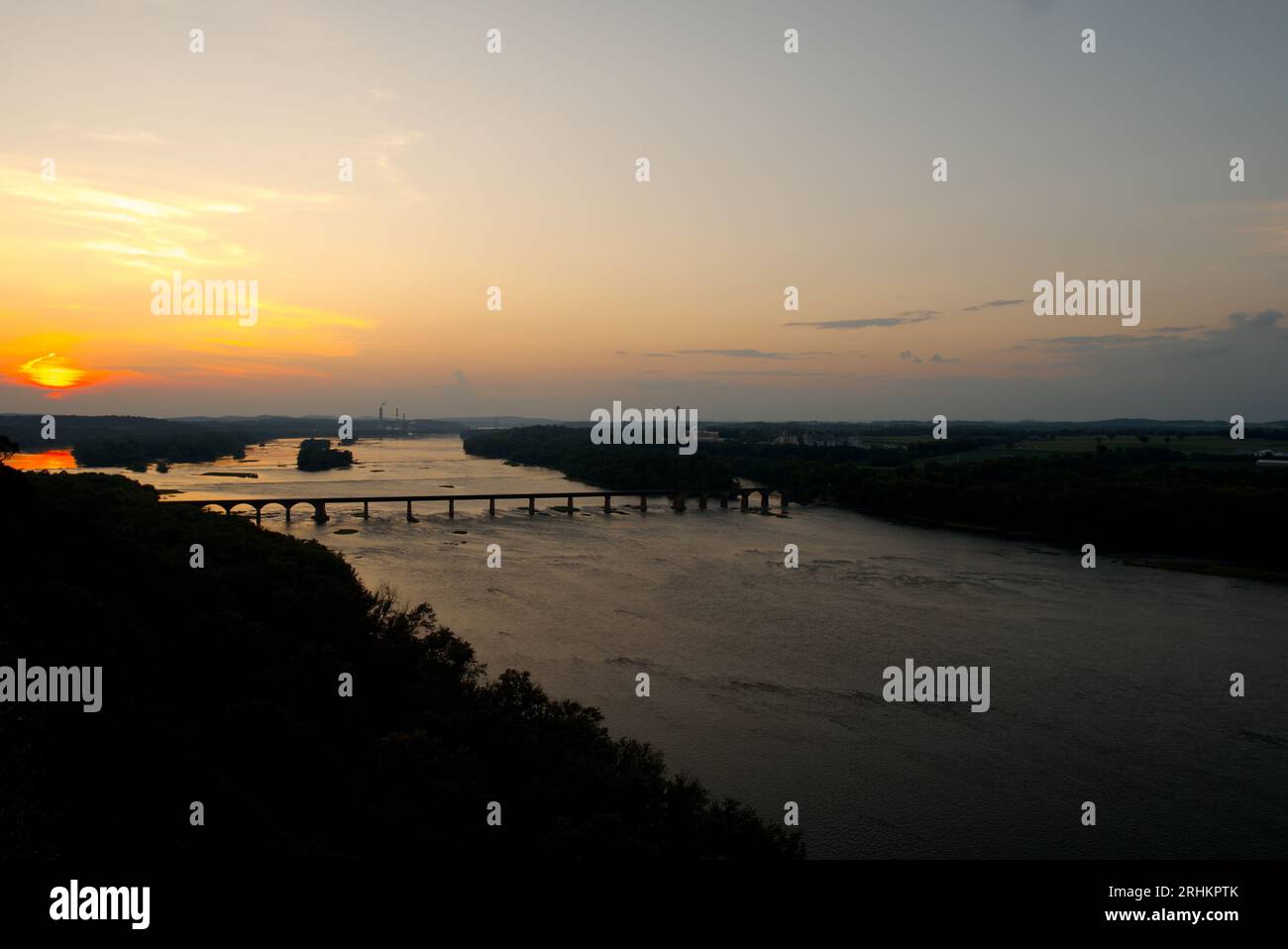Susquehanna River at sunset from Schull's Rock in Pennsylvania Stock Photo