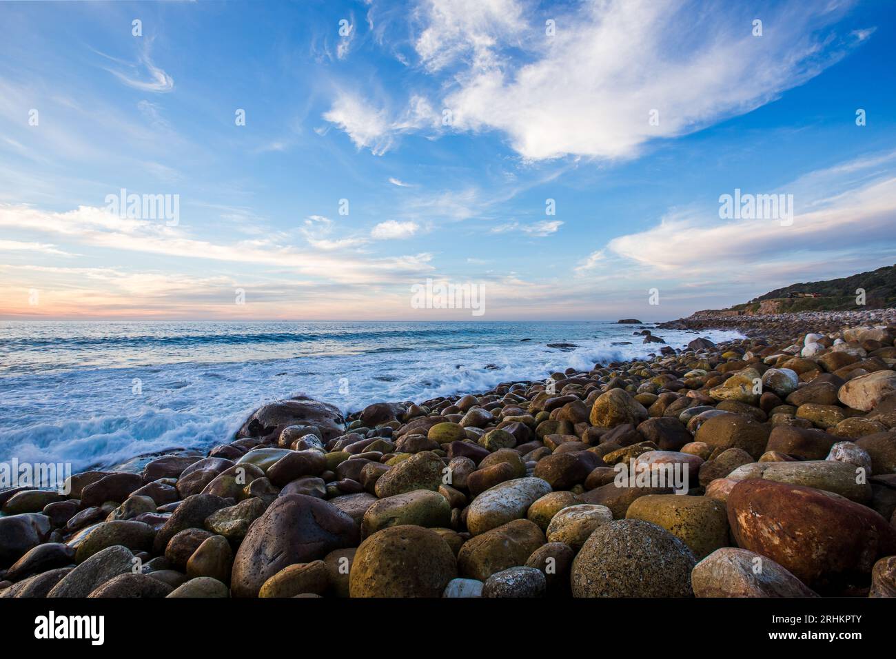 Beautiful pink sunset landscape photography of Atlantic Ocean in Cape