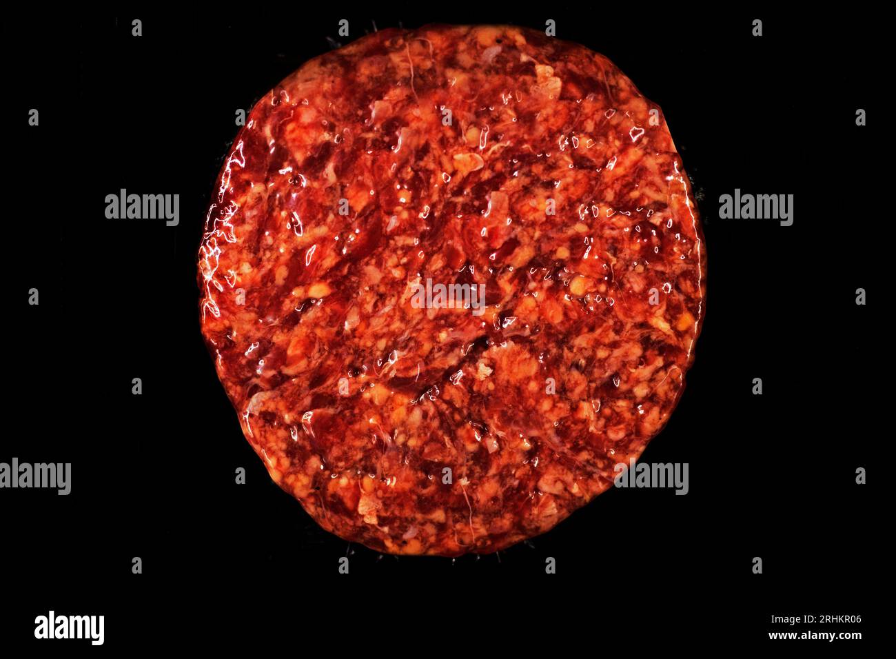 beef raw hamburger patty in package on black background Stock Photo Alamy