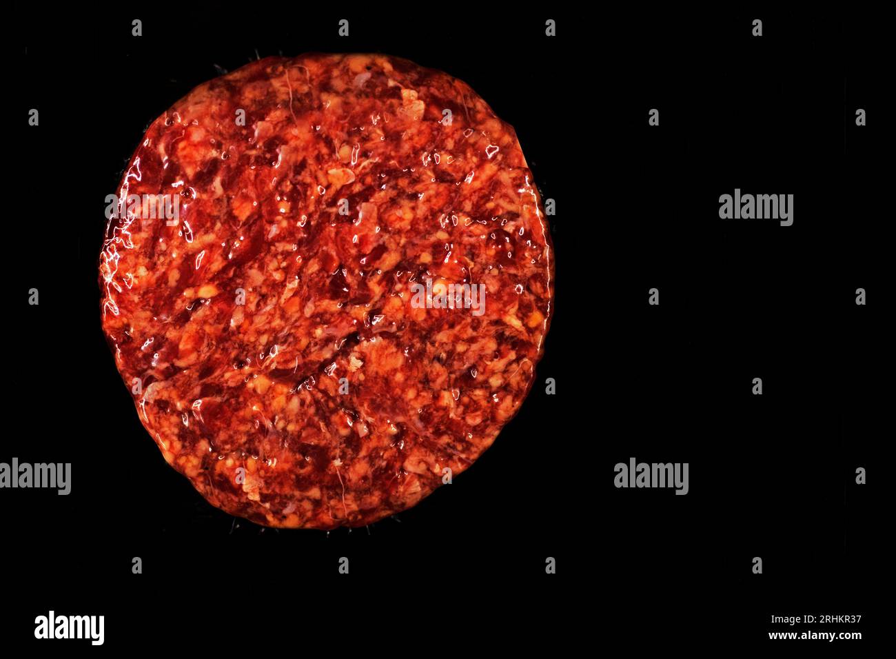 beef raw hamburger patty in package on black background Stock Photo Alamy